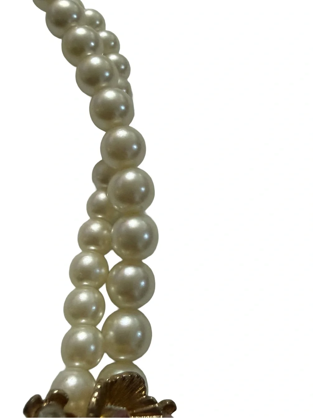 Gold Floral Faux Pearl Statement Necklace - Pink Accents